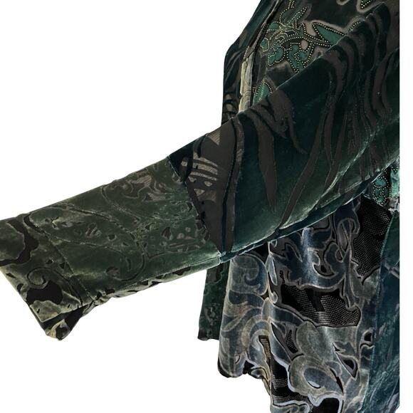 Chicos Womens Floral Silk Blend Velvet Burnout Top Size M Sheer Whimsigoth Fairy - Picture 7 of 9